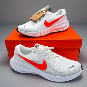 Nike Revolution 8 Men's Running Shoes Size 10.5 White/Bright Crimson  HJ9198-102